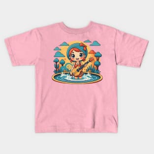 Girl playing the guitar Kids T-Shirt